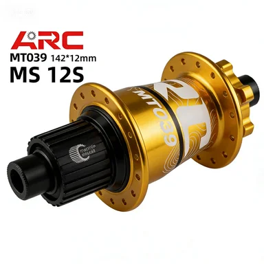 

ARC MT039 MTB Bike Hubs 32 Holes Gold Front 15*100mm Rear 12*142mm Bicycle Hubs 6 Pawls 114 Clicks for HG/MS/XD
