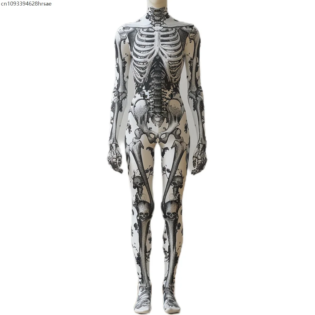 

Halloween Skeleton 3D Printing Holiday Party Punk Jumpsuit and Mask Onesie Skull Alien Cosplay Costume Bodysuits Rompers