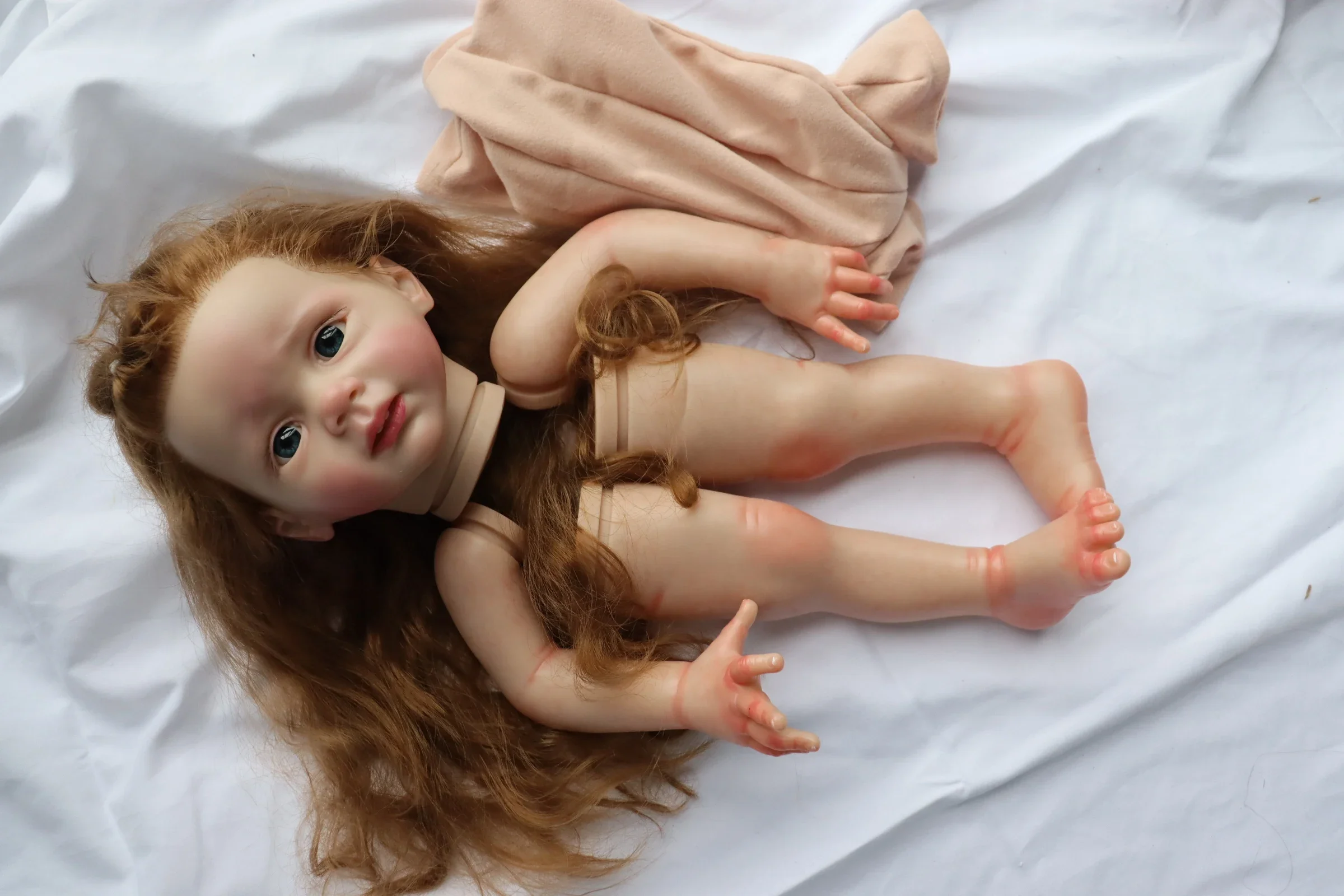 DLS Hand Painted Reborn Baby Doll Fritzi Long Brown Hair Unassembled Kit With Veins Lifelike Dolls For Children
