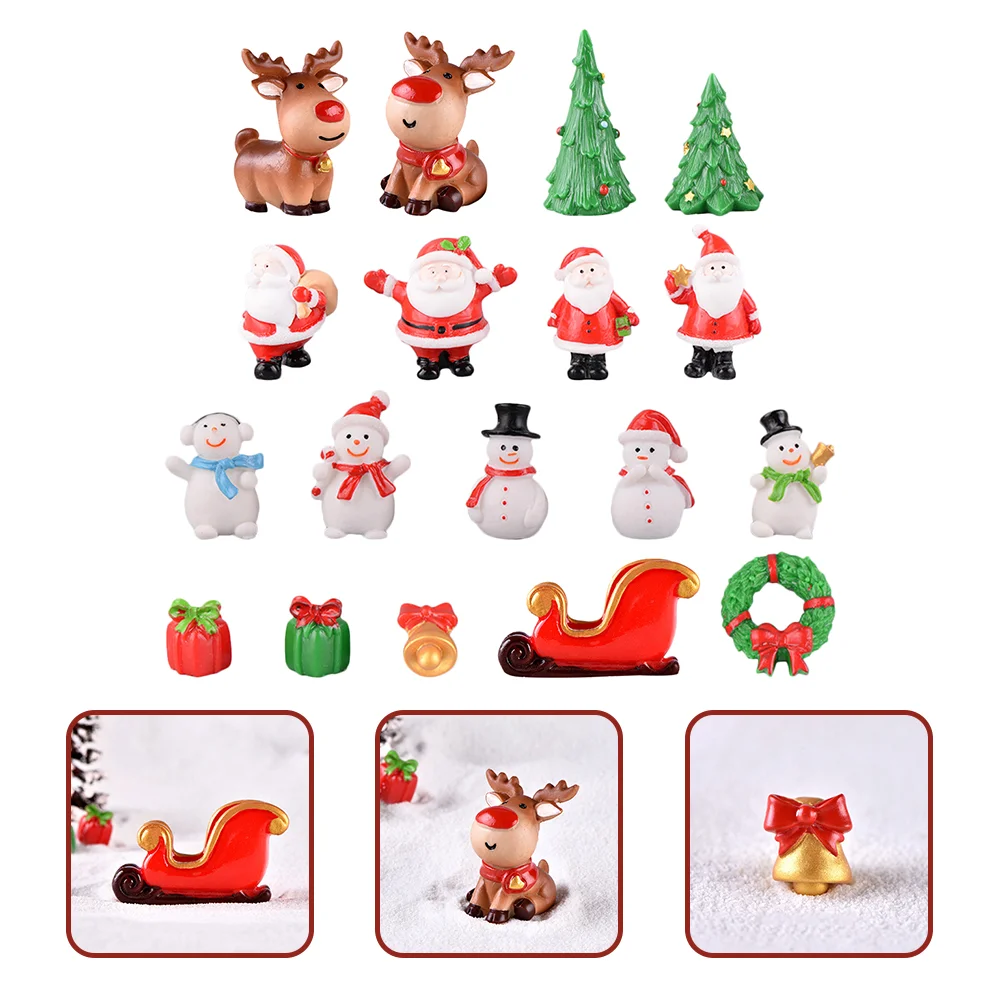 

Santa Ornaments Snowman Miniature Figurines Wreath Christmas Decor Xmas Tree Garden Accessory Resin