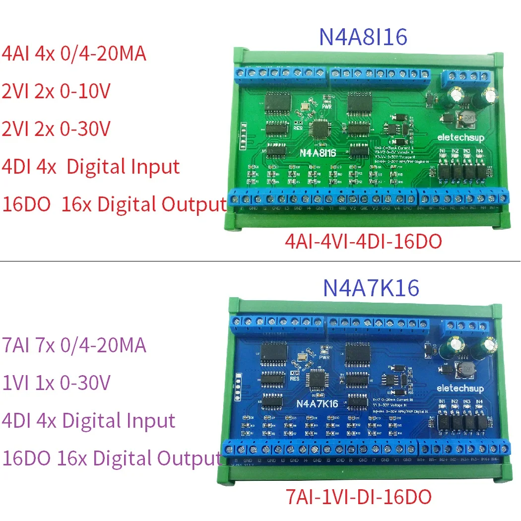 24CH RS485 Digital Analog Mixed IO Module – 0-20mA/4-20mA/0-30V ADC Collector Modbus RTU for PLC SCADA IIoT Automation