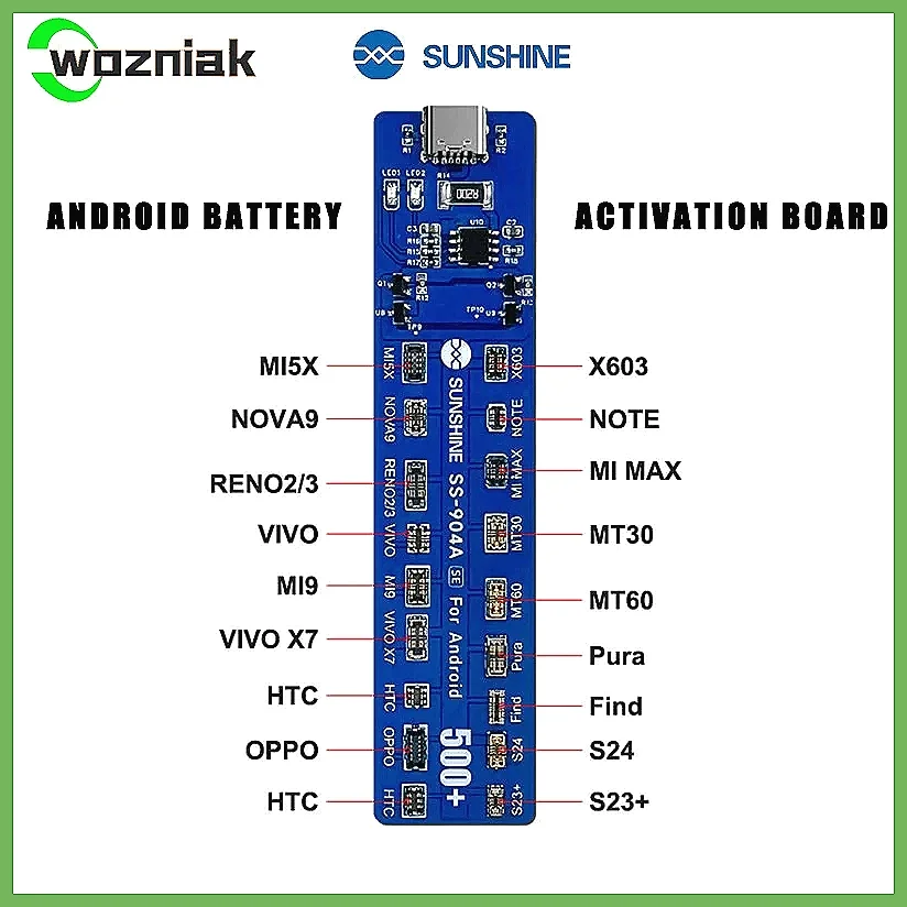 Android Battery Activation Board, Compatible with MI5X/NOVA9/RENO2/3/VI/MI9/X7/S24/Pura/MT60/NOTE/X603