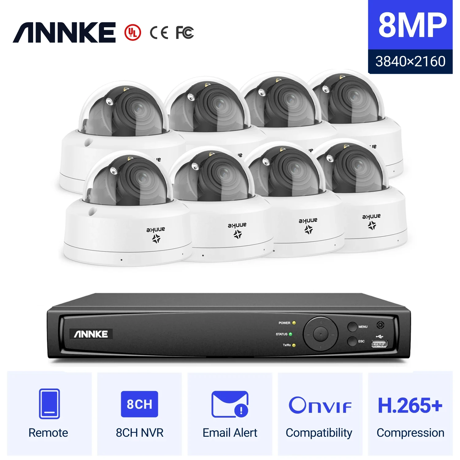 ANNKE 4K Smart Dual Light Super HD PoE CCTV Video Surveillance IP Security Camera 2.8-12mm H.265+ IP Camera Human Vehicle Detect