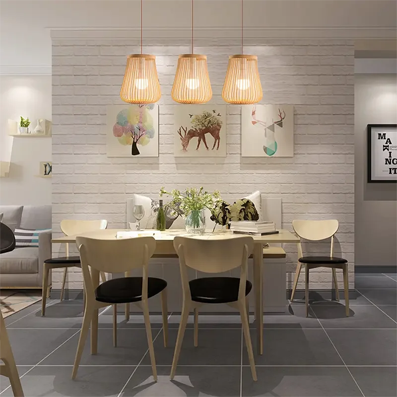 Nueva lámpara colgante tejida de bambú de estilo chino, linterna hecha a mano de inspiración Zen para restaurantes, tiendas de ollas calientes