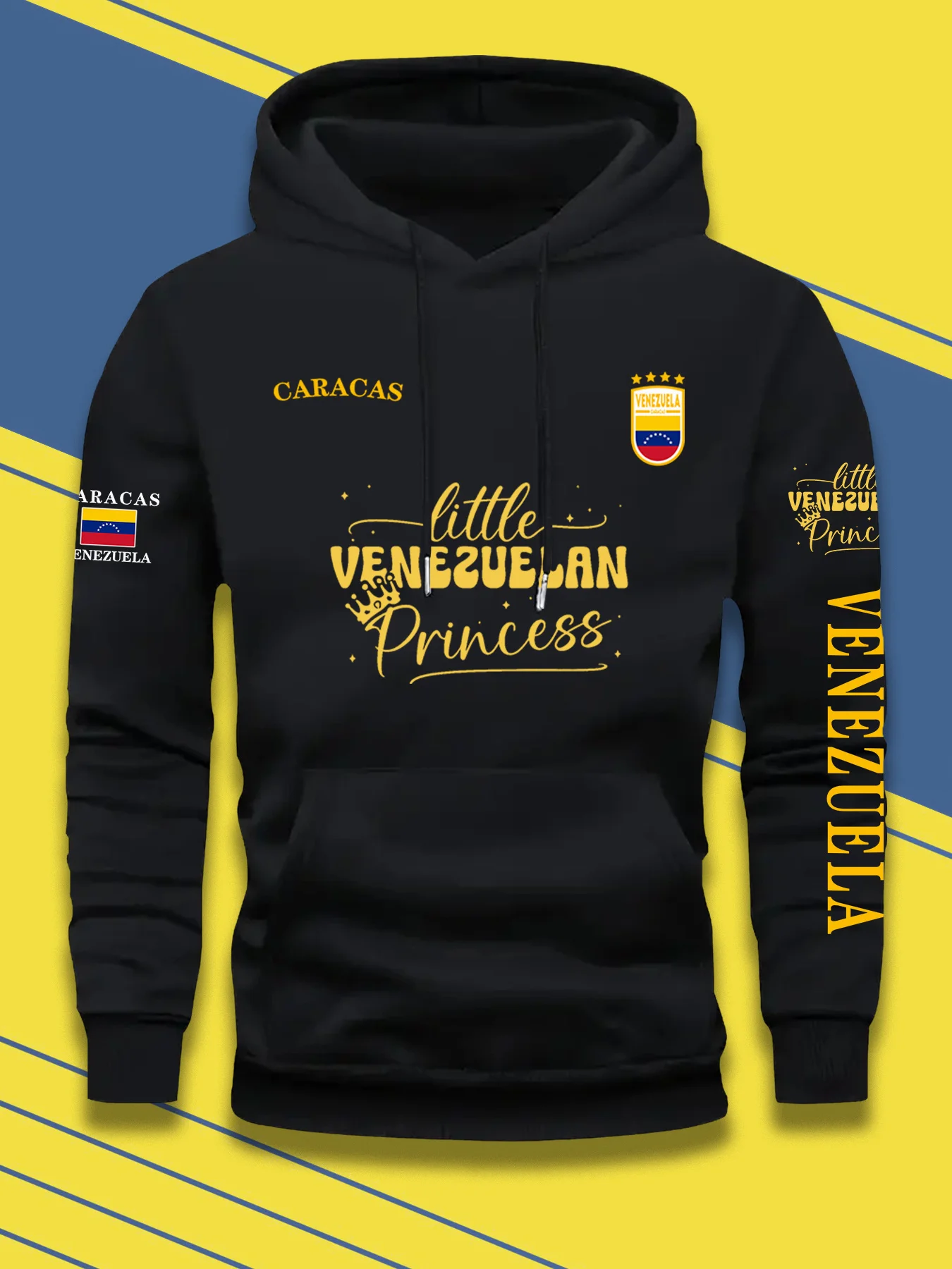 Unis Venezuela Flag Caracas Little Venezuelan Princess Print Hoodie Casual National Style Long Sleeve Pullover Sweatshirt