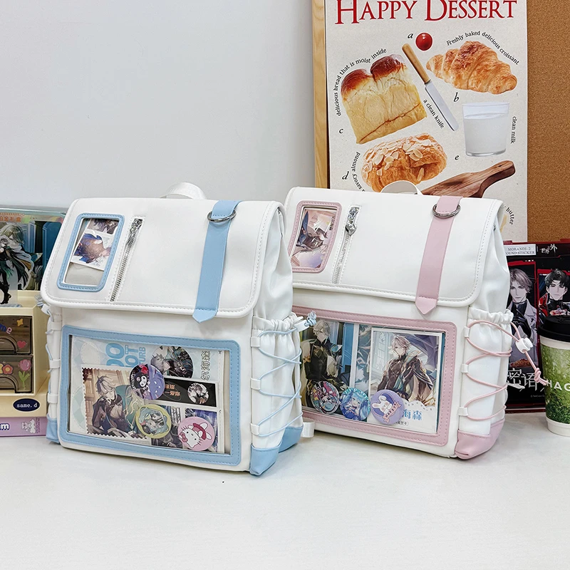 

New Arrival High Quality Young Ladies School Backpacks PU Leather Cute Pin Display Ita Bags Back Pack Girls Schoolbags