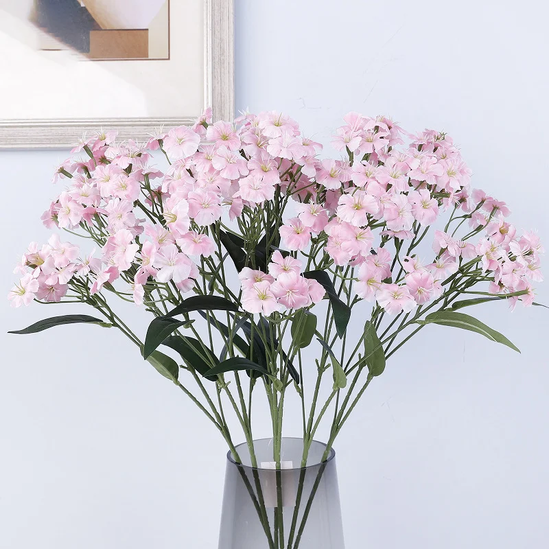 6 Pcs New Artificial Simulated Flowers 6-Pronged Dianthus Flower Silk Indoor Living Room Wedding Home Decoration Floral Art