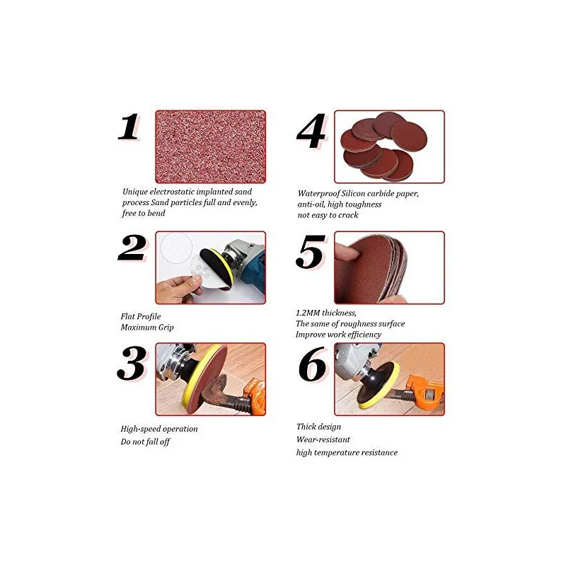 10-25 pezzi disco di carta vetrata speciale per lucidatura rotonda carta vetrata marrone rosso 50-100mm 40-3000 grana accessori utensili abrasivi