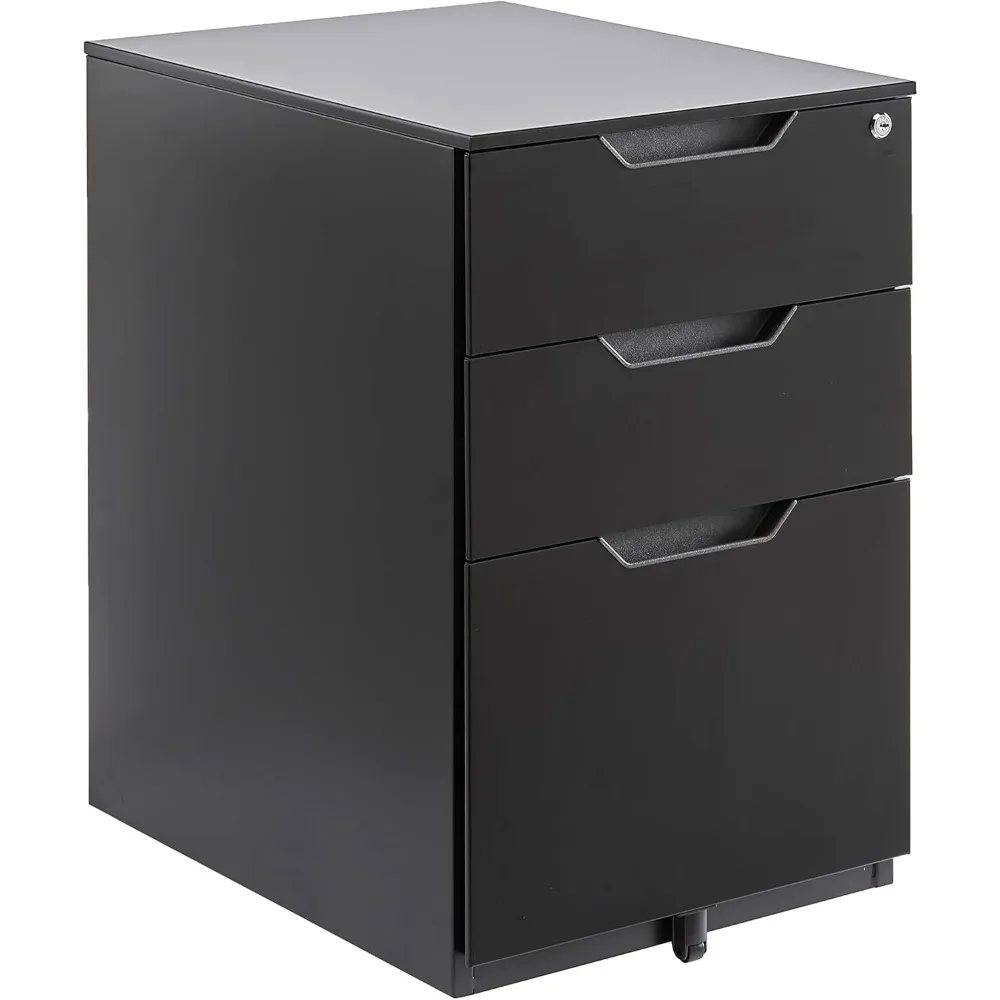 

Basics 3 Drawer Mobile File Cabinet With Lock, Black, 20.71" D x 15.51" W x 24.29" H