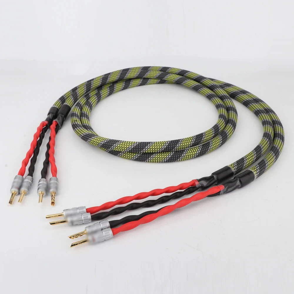 Pair Loudspeaker Cable LS-180 OCC Silver Plated Speaker Cable BFA Z type Gold plated Banana Plug Matched Left/Right