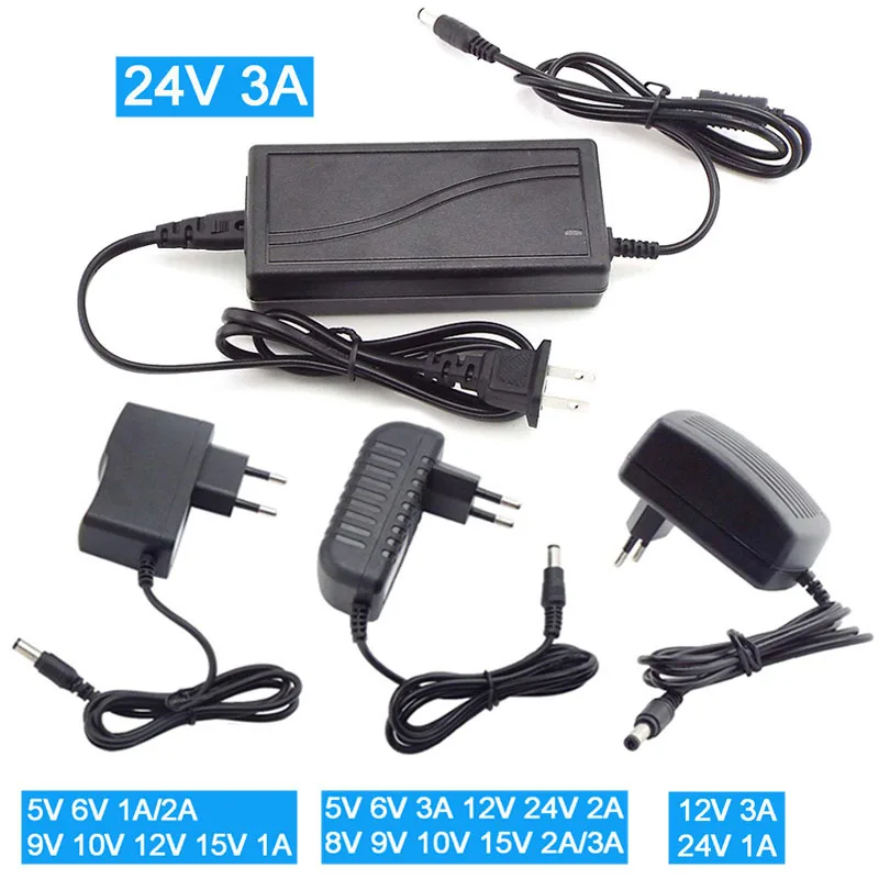 AC DC 5V 6v 9V 10v 12V 15v 24v volt Power Adapter 1A 2A 3A Supply wall charger US EU Plug for LED strip light camera Router a1