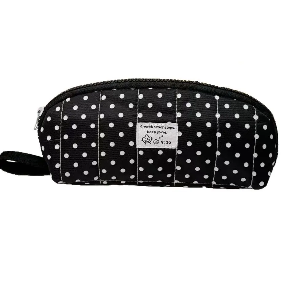 Polka Dot Print Pencil Case Multi-Layer Shell Shaped Pencil Pouch Large Capacity Handheld Stationery Bag School Supplies