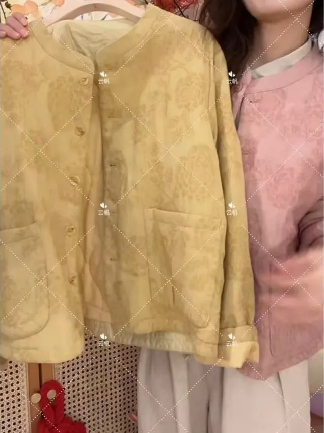 

Authentic Retro Collar Single Embroidery Cotton Linen Jaet Casual Cotton Outerwear Real Deal Winter New Arrival