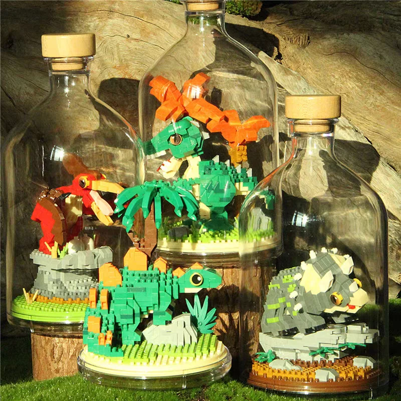 

New Mini Building Blocks Dinosaur Tyrannosaurus T-Rex Stegosaurus Triceratops 3D Constrution Bricks Model Toys Kids Gift