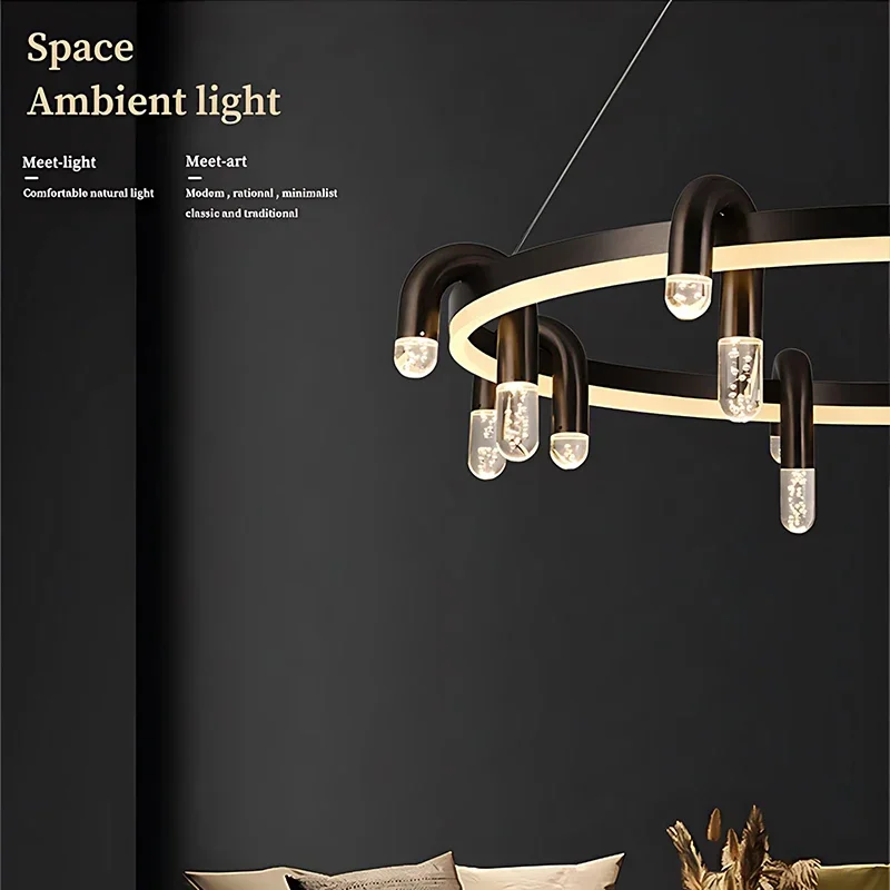 الإيطالية الحد الأدنى قلادة ضوء الشمال تصميم غرفة المعيشة حلقة دائرية على شكل غرفة نوم Led ثريا تزيين المنزل الحديث