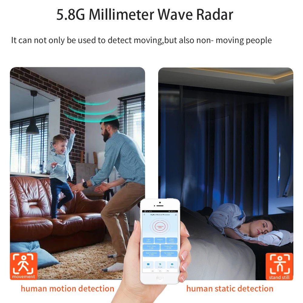 Tuya Smart Zigbee Human Presence Sensor Millimeter Radar Wave Motion Detector Work With Tuya Hub