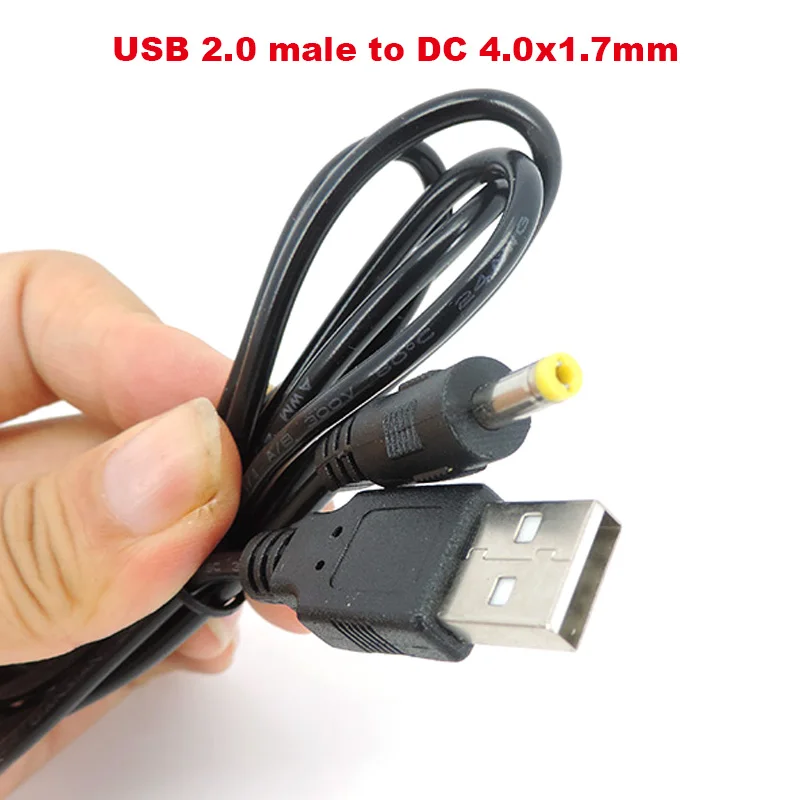 1M USB 2.0 A Male to DC 4.0x1.7 mm 5 V 2A 24AWG DC Barrel Jack Power charger Cable cord Converter