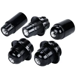 Black E27 Self-locking Bakelite Lamp Holder E14 Aluminum Cap Screw LED Light Head Socket Floor Desktop Light Bulb Base 4A 250V