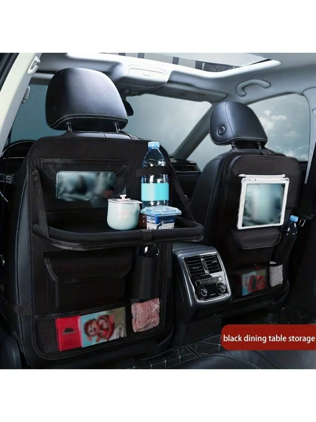 1pc Car Seat Back  Bag With Anti-kick Mat For Rear Seat Protection, And Tissue Box, Cup Holder, Laptop Desk, Car Tray