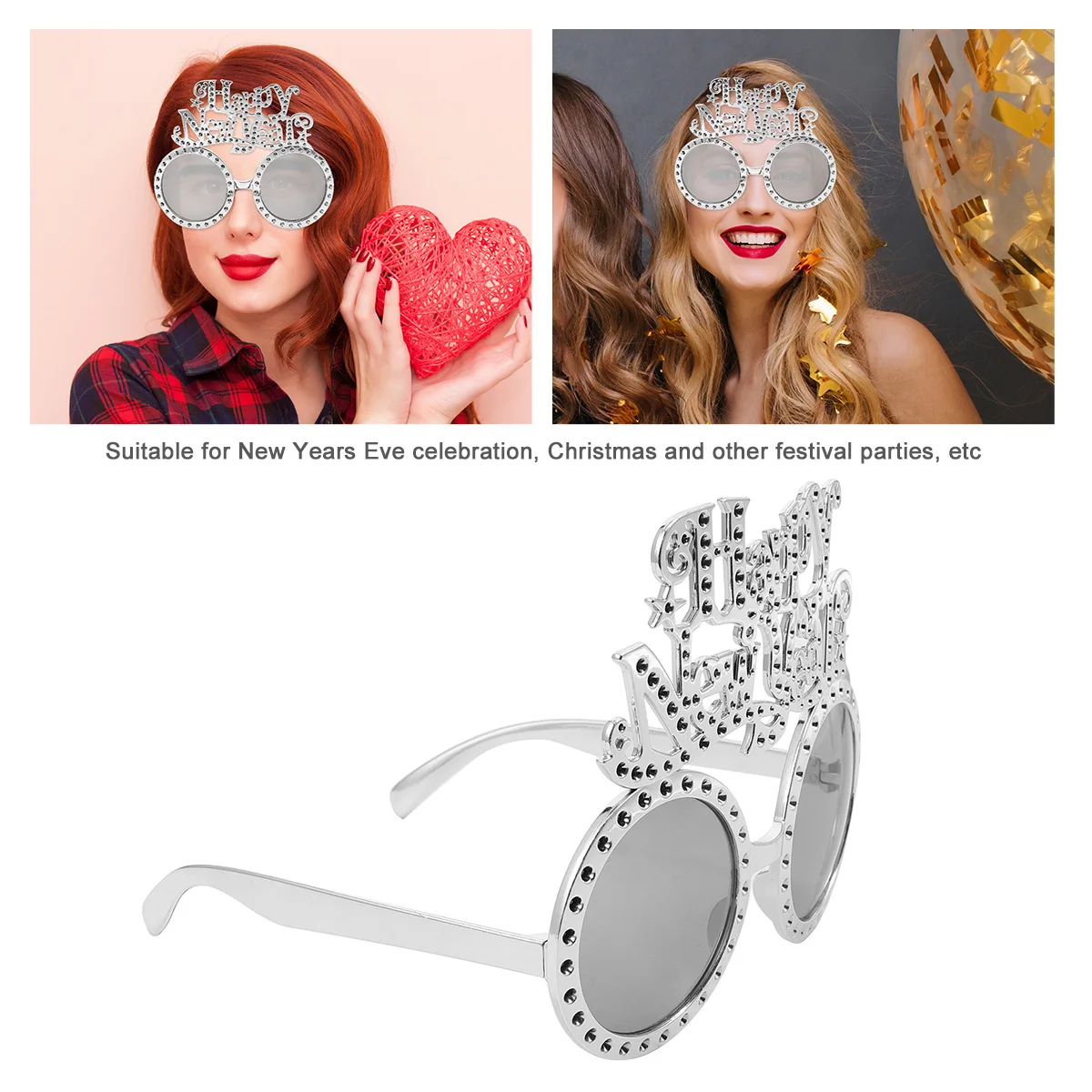 

New Year Glasses Creative Party Eyeglasses Durable Plastic Celebration Accessories Festive Props Happy New Year Eve for Party