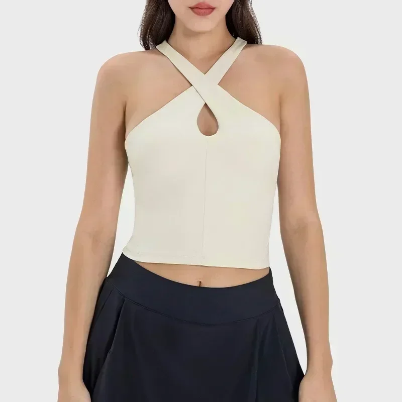 Женский спортивный бюстгальтер, удобный укороченный топ с перекрестной спинкой и широкими бретелями, пуш-ап, противоударный укороченный топ для бега, фитнеса, бесшовный топ с мягкой подкладкой, майки для йоги для тренировок