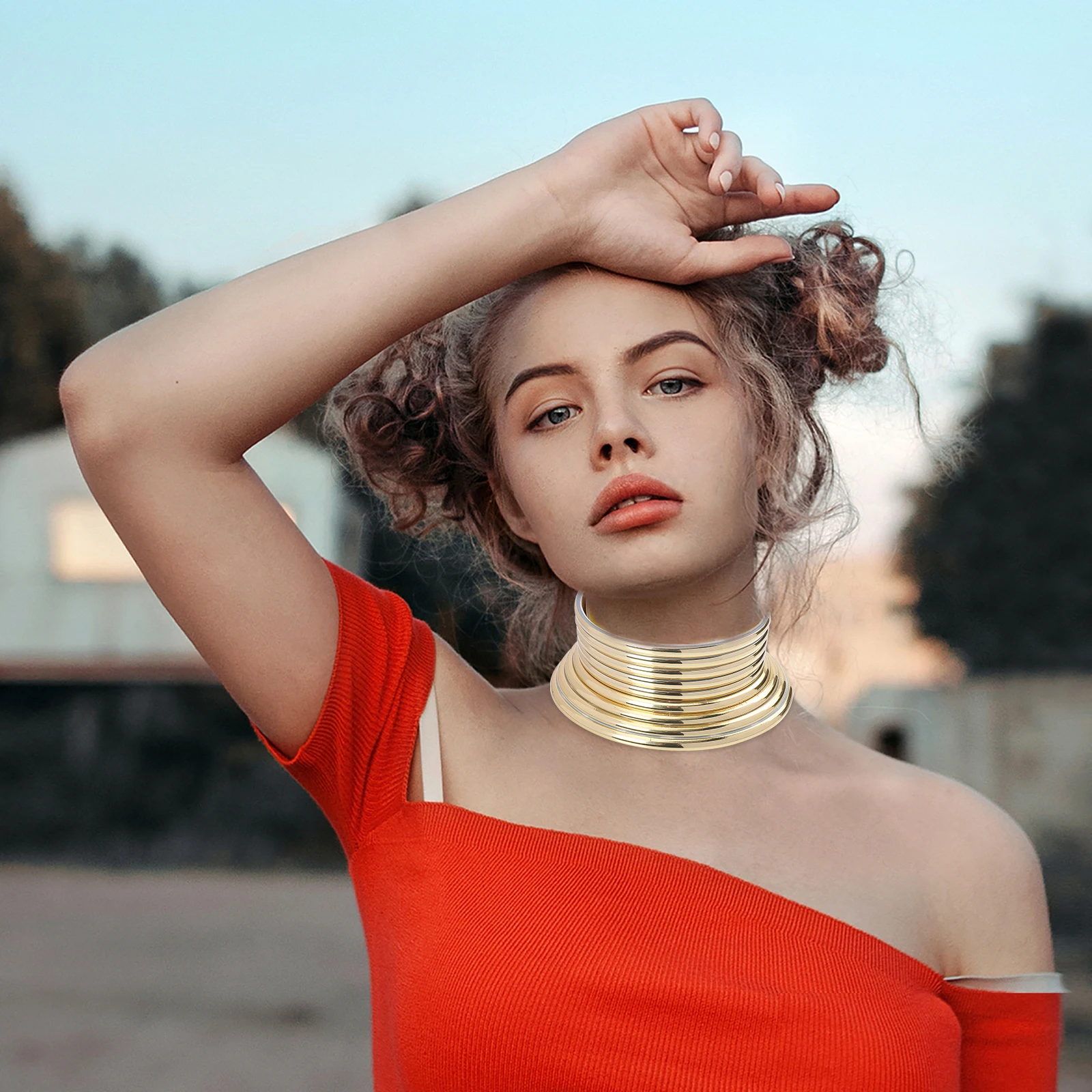 

African Choker Necklace Chunky Gothic Tribal Collar Party Wedding Club Performance Jewelry African Choker