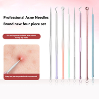 4Pcs/set Blackhead Remover Needle Color Pimple Ingrown Clip Acn Black Dots Beauty Salon Face Skin Care Tool