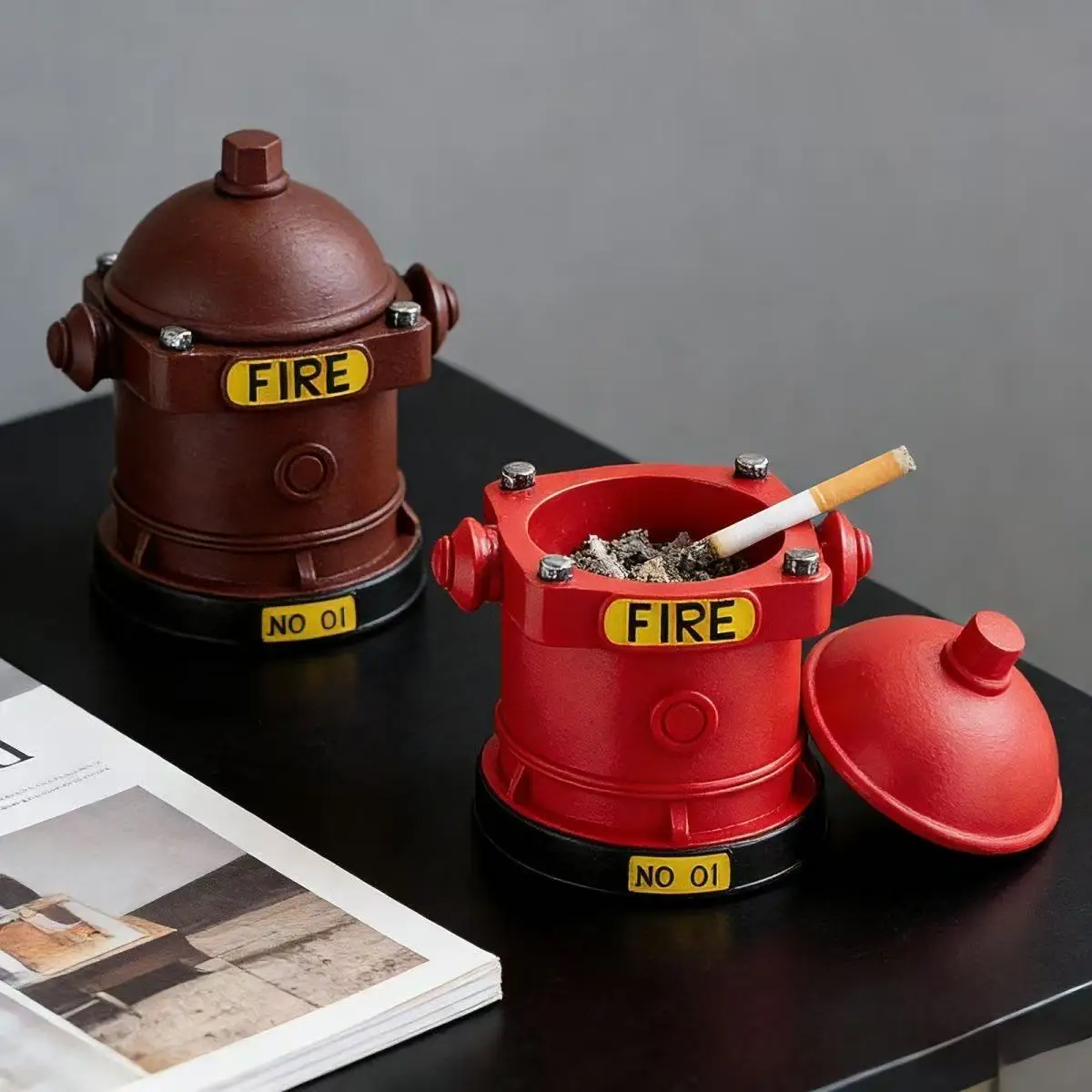 Fire Hydrant Shaped Resin Ashtray Creative Funny Household Tabletop Smoke Ash Holder Simulation Fire Hydrant Resin Ashtray