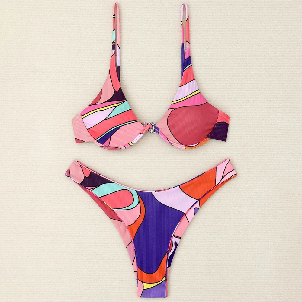 

Sexy Bikini 2026 Women Multicolor Brazilian Bikinis Gather Bra Split Bathing Suit Summer Swimsuit Beachwear