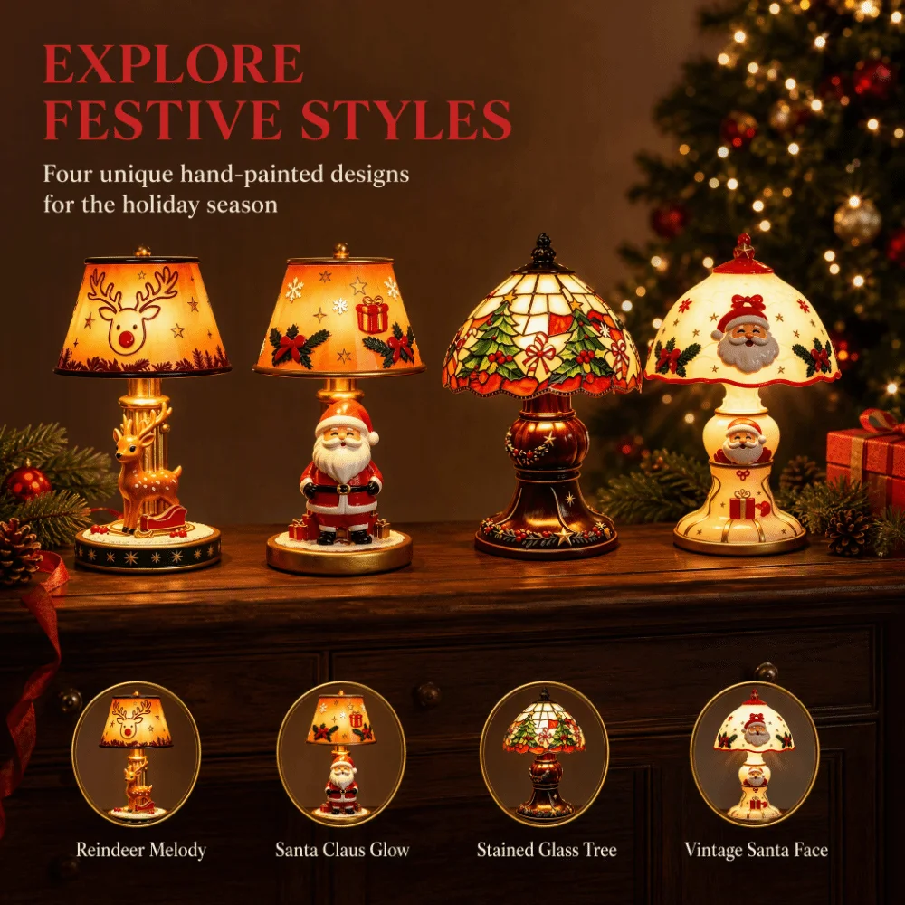 Premium Resin Christmas Resin Craft Light Hand-Painted Details Stable Structure LED Christmas Lamp Delicate Craftsmanship