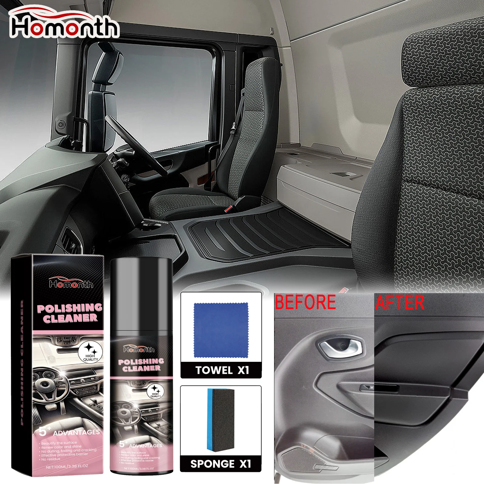 Professional Grade Interior Polish Deep Clean Leather Conditioner Dashboard Restorer Protective Anti-Stain Layer Car Detailing