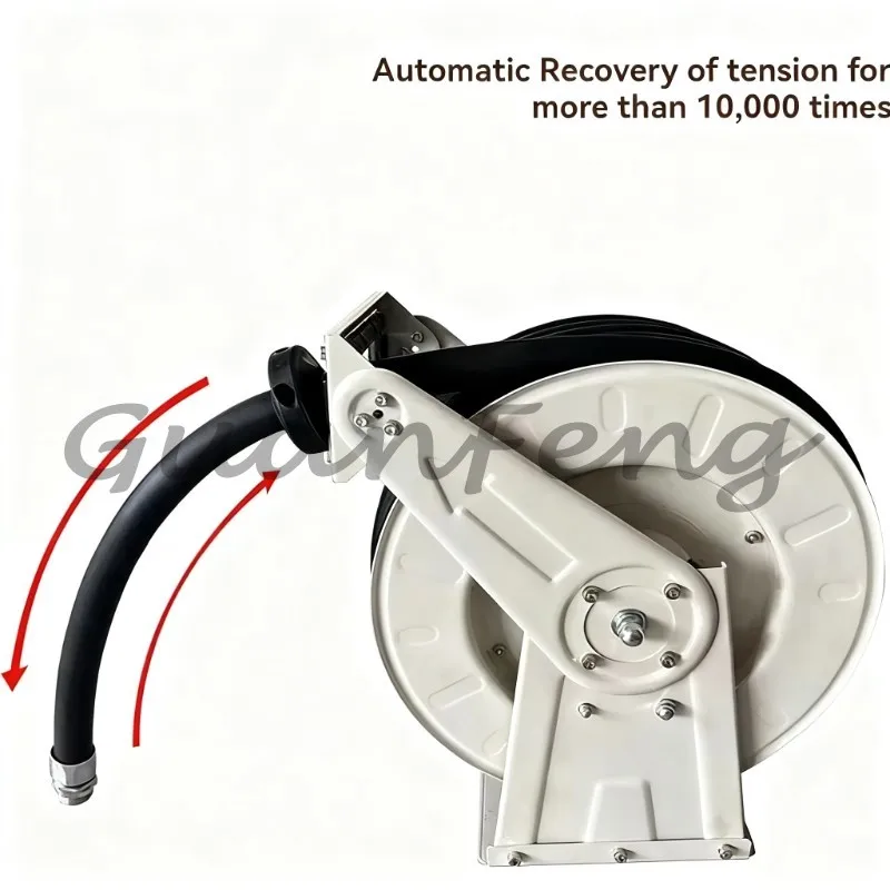 1 Inch 15m Retractable Fuel Hose Reel, Automatic Rewind Refueling Hose Storage Reel for Fuel Dispenser