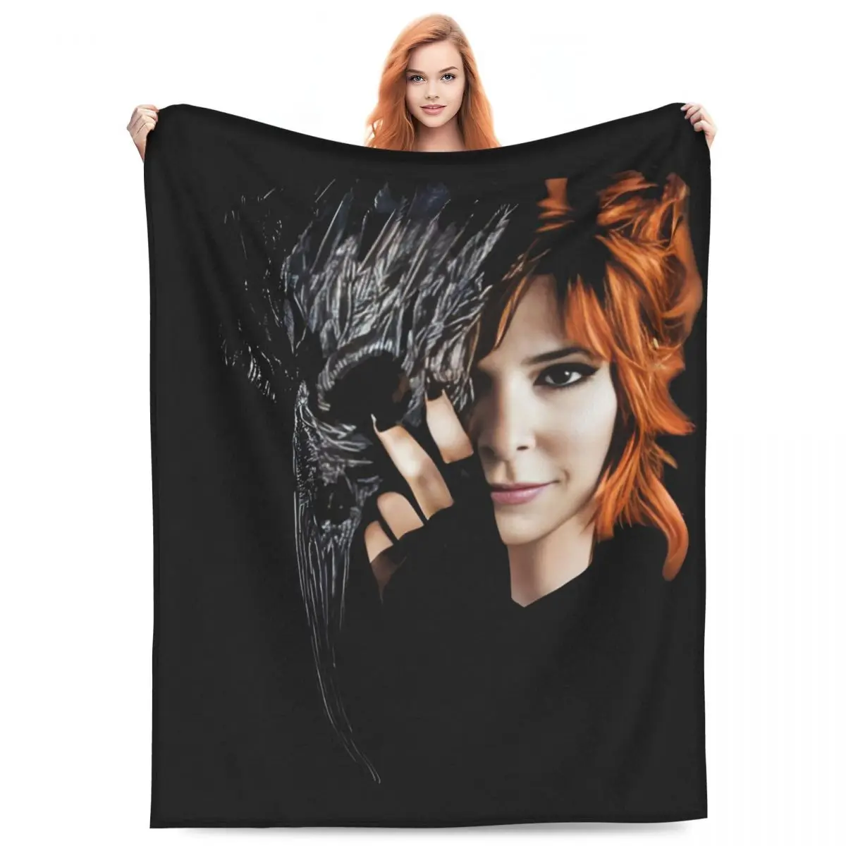 Custom Mylene Farmer Blanket 3D Printed Soft Flannel Fleece Warm French Singer Throw Blankets for Travel Bedding Couch Quilt