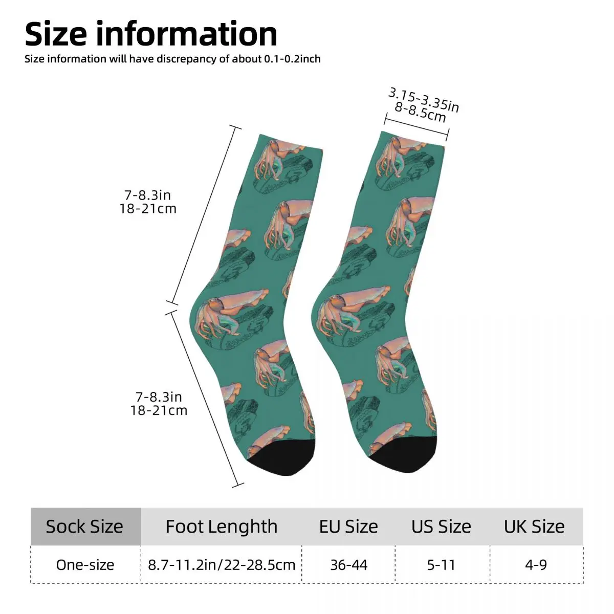 Giant Cuttlefish Doodle Sock Printed Man Polyester