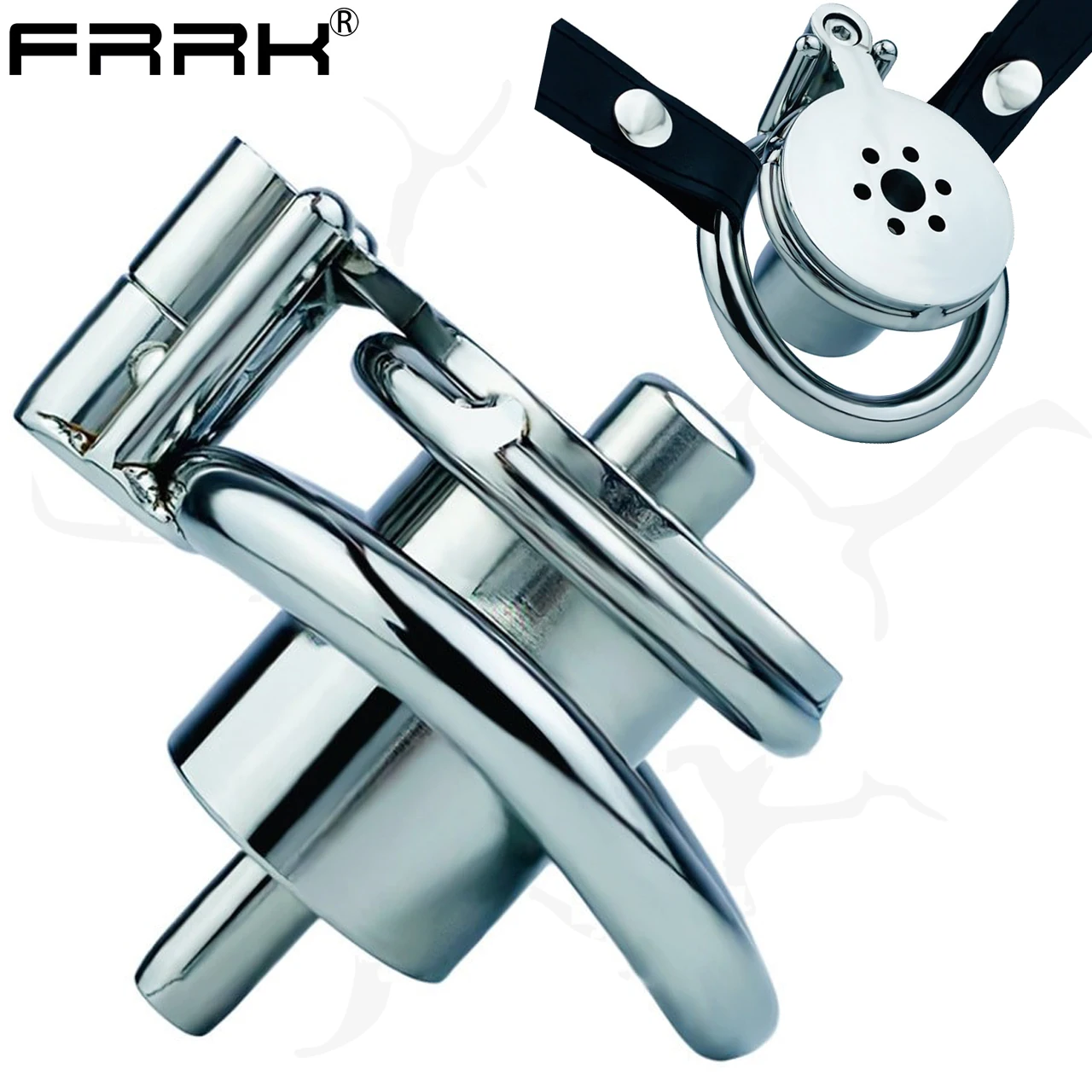 FRRK Cilindro Uretral Negativo Invertido Gaiola de Castidade Masculina Anel de Pênis de Metal Parafuso Bloqueio Galo Brinquedos Sexuais para Homens Femboy Sadismo