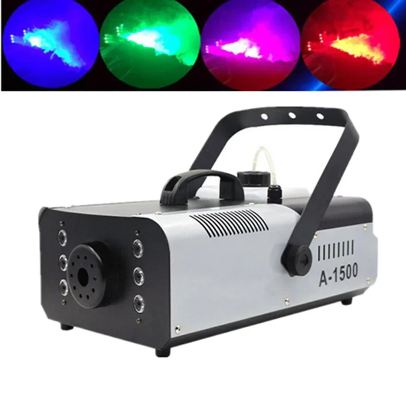 1500W Halloween DJ Smoke Fog Machine RGB 9 LED Wire/Remote Control Party Stage Fog Machine Halloween Concert Wedding Event DIsco