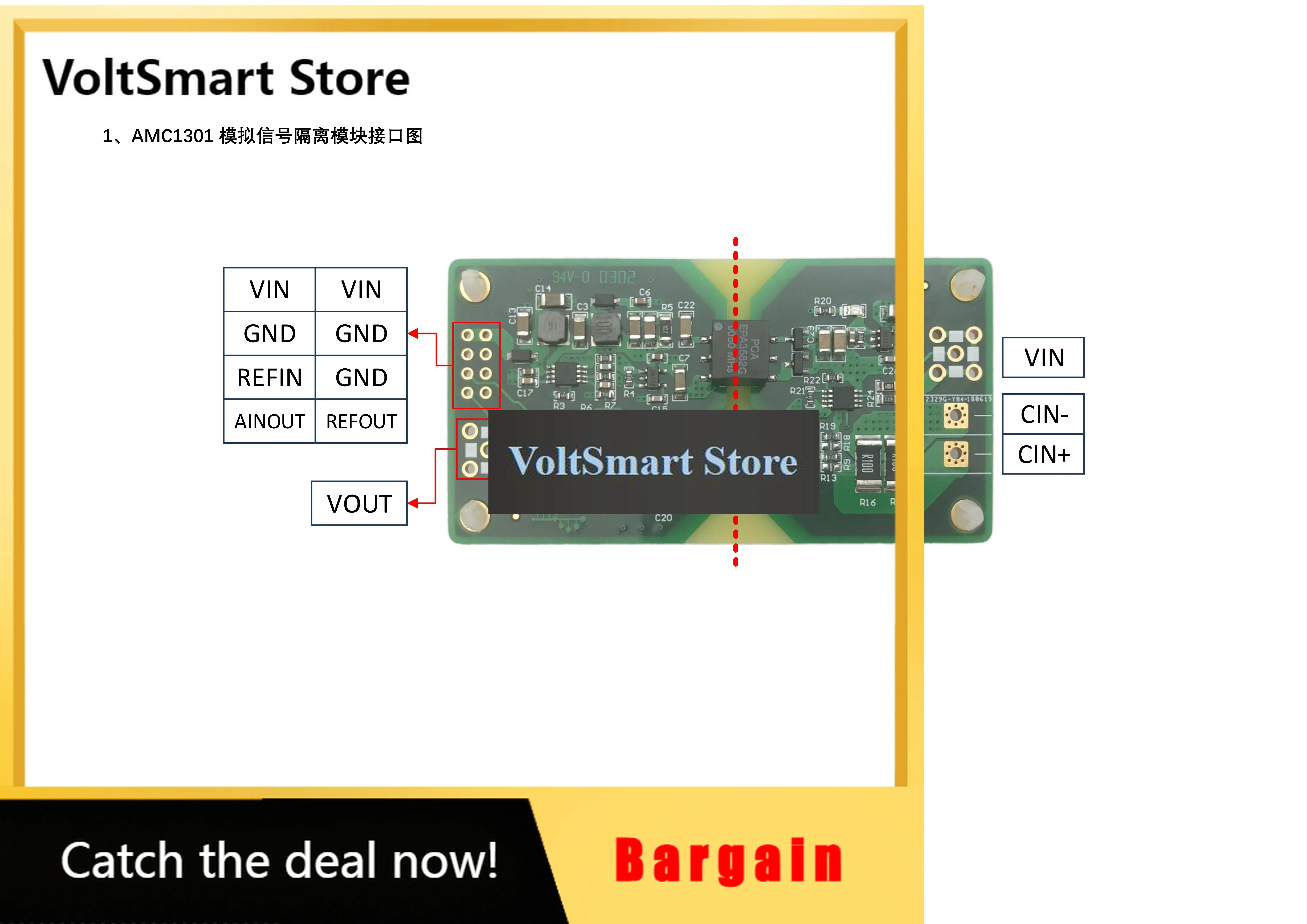 VoltSAMC1301 Positive And Negative 5V 5A High Precision Analog Voltage/current Signal Isolation Module 200KHz Bandwidth ISO