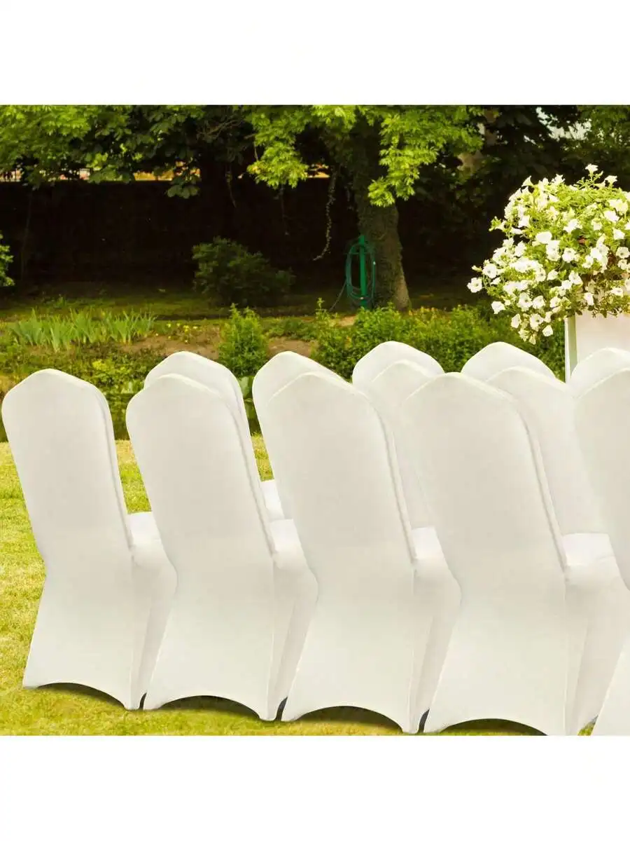 50Pcs To 150Pcs Spandex Chair Covers White Or Ivory Folding Kitchen Chairs Cover Universal Washable Slipcovers Protector Removab