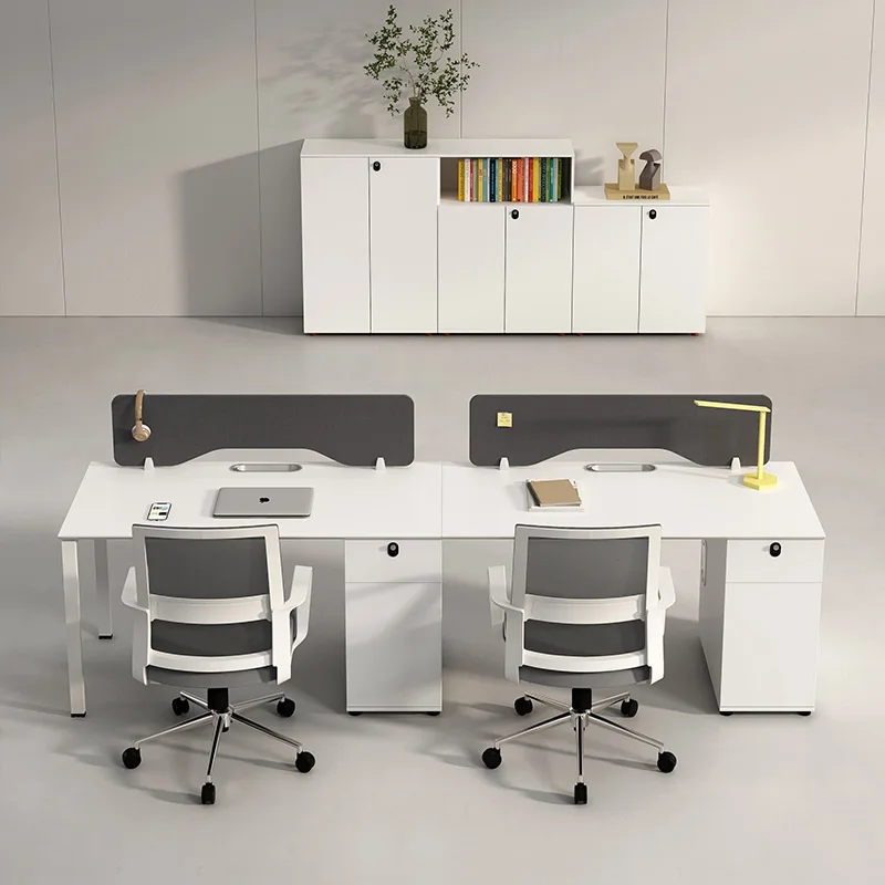 Customized staff office desk and chair combination, simple modern four-person 6-person office desk staff screen card holder