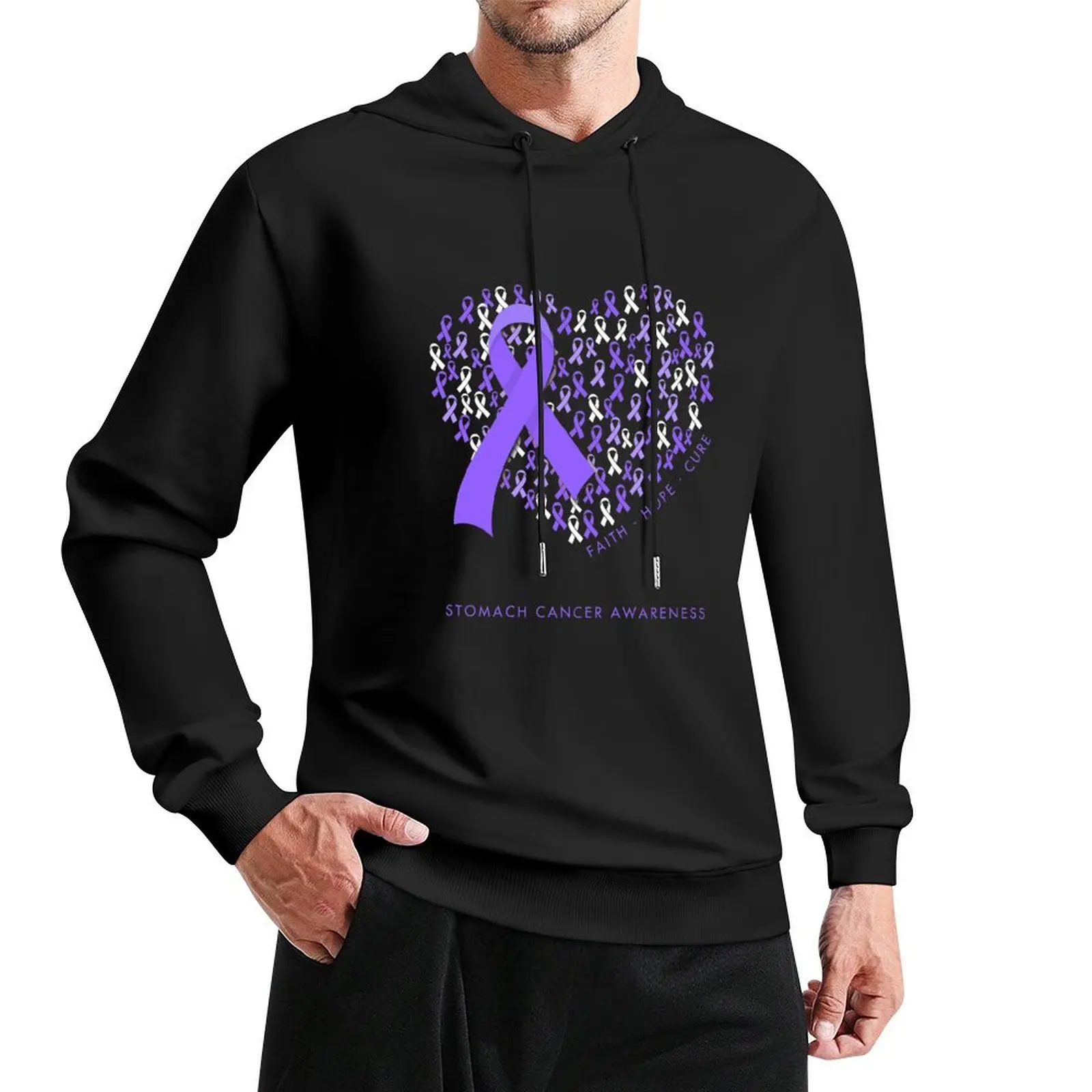 Faith Hope Love Stomach Cancer Awareness Cancer Ribbon Heart Pullover Hoodie clothes for men new hoodies and sweatshirts