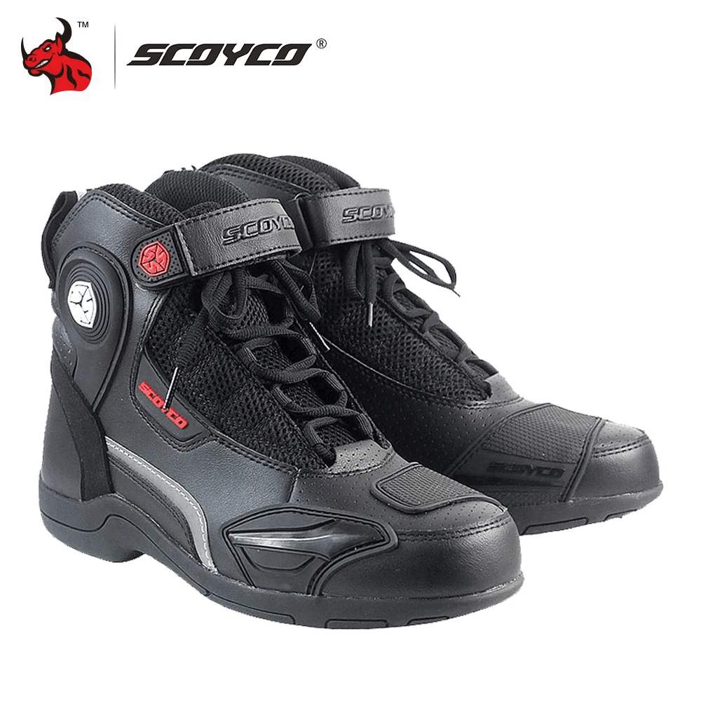 SCOYCO Motorcycle Boots Men Breathable Protection Motorcycle Boots Anti-skid And Wear-resistant Reflective Motorcycle Shoes