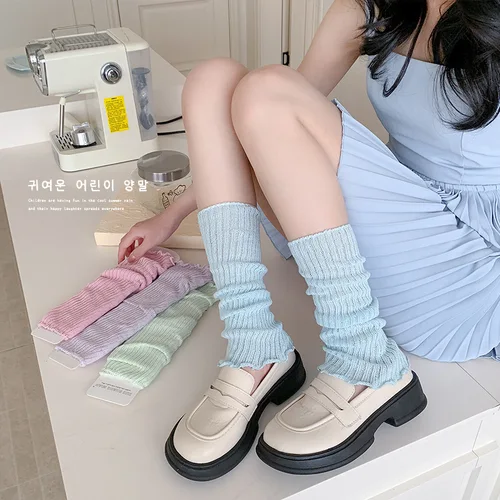 Imagen 2 del producto Calentadores de piernas tejidos de Lolita para primavera y verano, calcetines largos para mujer, estilo Ballet Y2K, cubierta para pies, calentador de brazos, calcetines de ganchillo, puños para botas