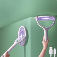 Portable Rechargeable Electric Mosquito Killer Racket with Wall Mounted Base and Automatic Mosquito Attraction Lamp