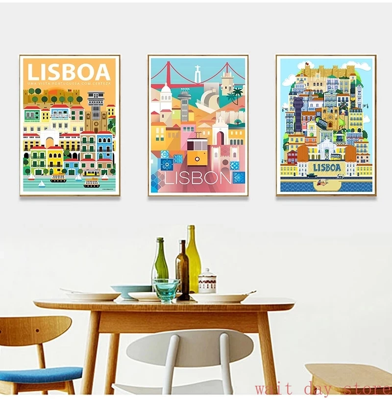 Nordic Porto Cathedral Portugal Lisbon Poster Music House Vintage Travel Poster Canvas Painting Coated Wall Gift Home Decor