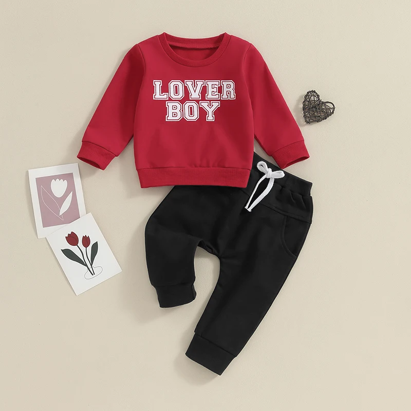 Baby Girls Valentine s Day Outfit Heart Print Long Sleeve Top and Pink Ruffle Pants Set with Headband Included