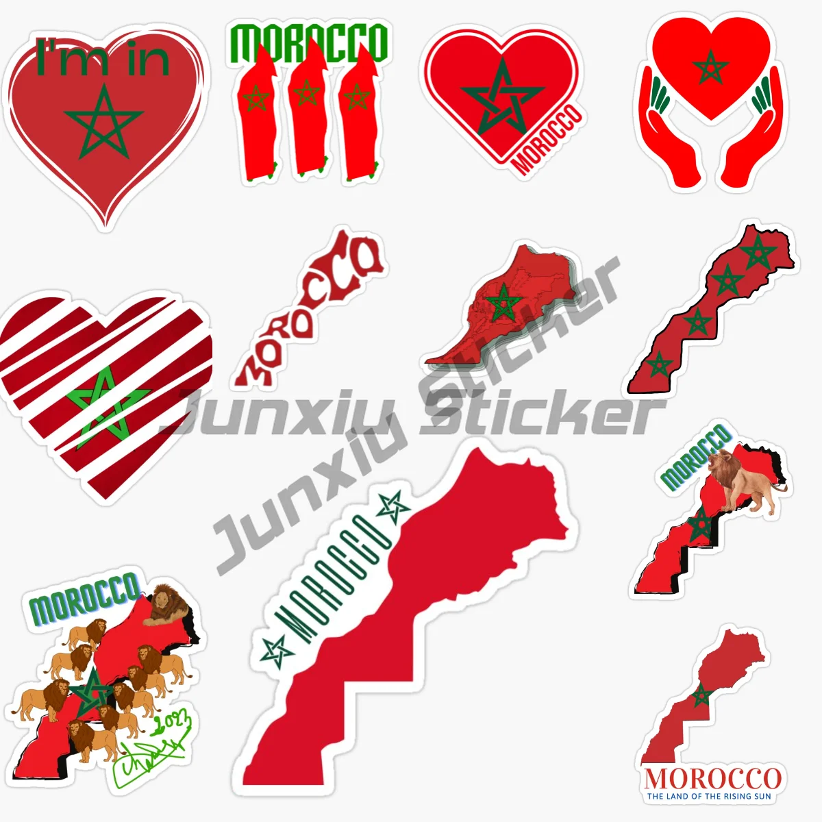 

MOROCCO Love Heart Topographic Map National Flag Decal Car Sticker Vinyl Self-adhesive Reflect Waterproof Window Car Accessories