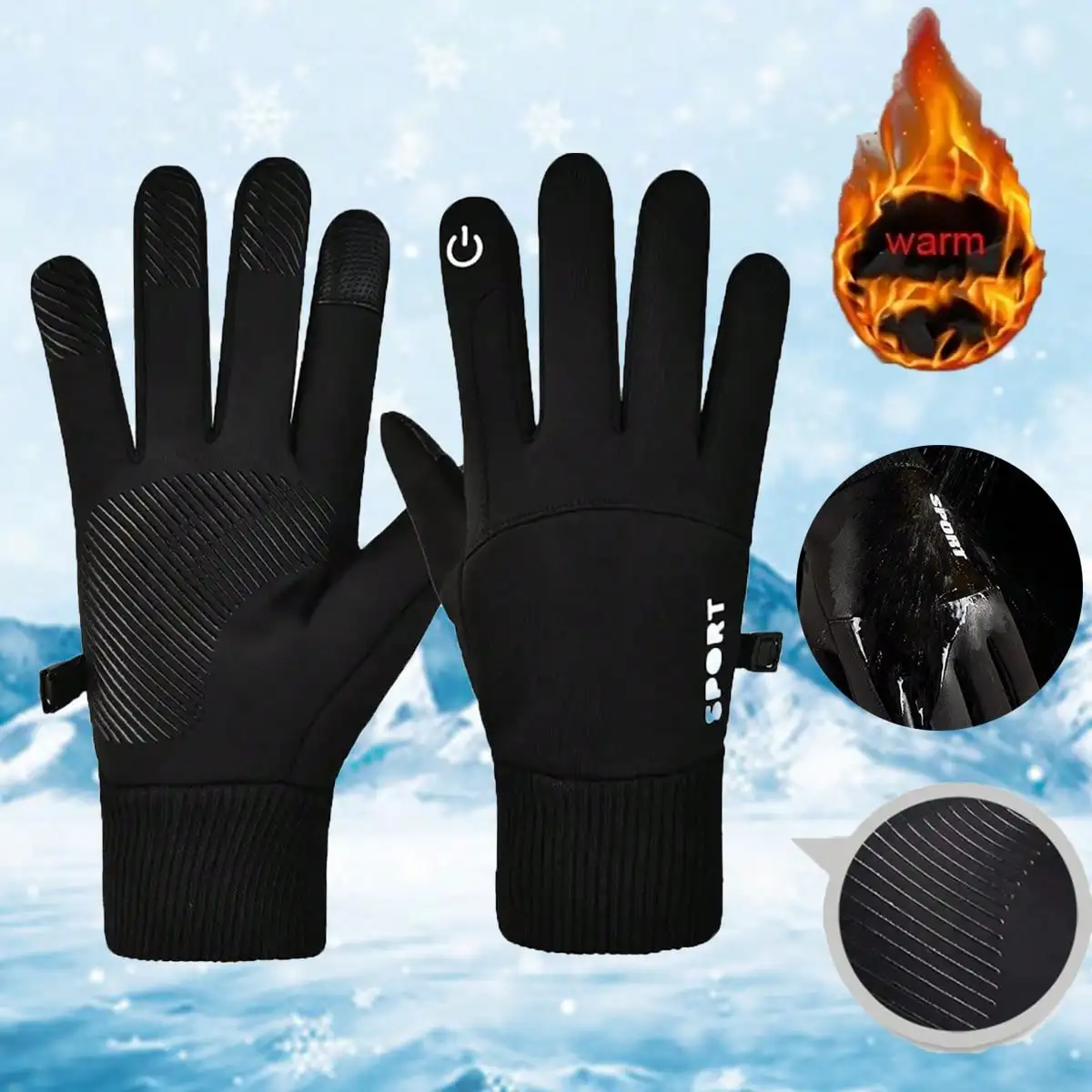 Ein Paar warme, verdickte, schmale Handschuhe mit Touchscreen für Herren, rutschfeste Outdoor-Fahrradhandschuhe zum Mitnehmen