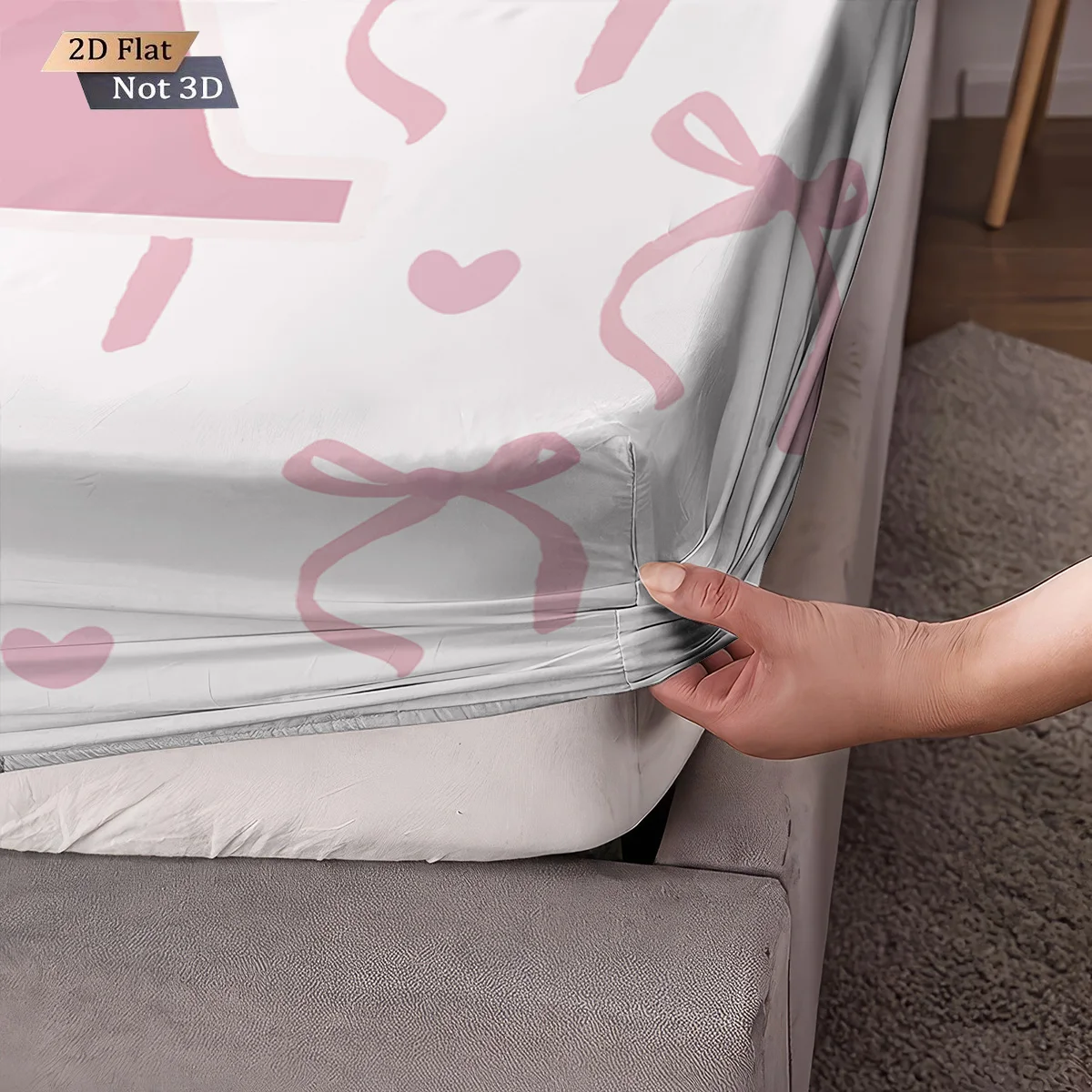 3 قطعة عيد الحب رومانسية الوردي القوس طباعة شرائح غطاء سرير مجموعة متعددة الحجم لينة غطاء السرير غرفة نوم الفراش آلة قابل للغسل