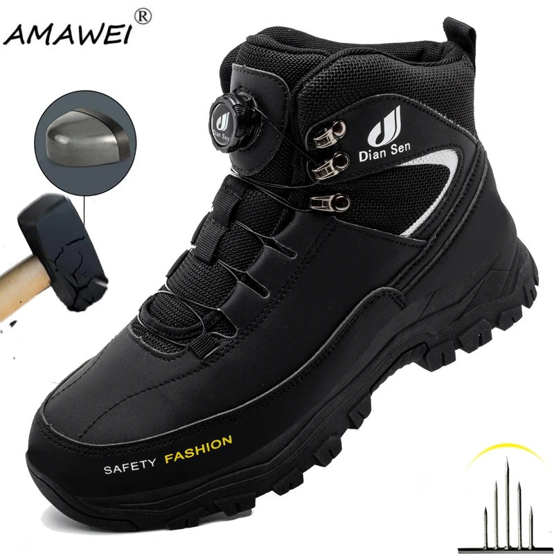 

Men Comfortable Work Boot Indestructible Safety Shoes Anti shock Anti-Punctur Steel Toe Boots Slip-resistant and wear-resistant