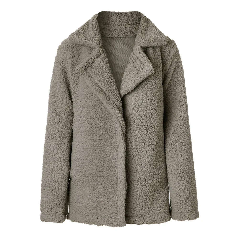 Manteau en agneau épais à manches longues pour femmes, vestes à la mode pour femmes, col monochrome, automne et hiver